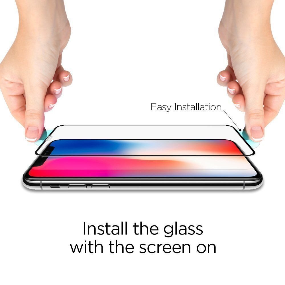 SPIGEN GLASS kaitseklaas telefonile iPhone XI, iPhone XS ,iPhone X, must цена и информация | Ekraani kaitseklaasid ja kaitsekiled | hansapost.ee