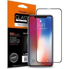 SPIGEN GLASS стекло предназначено iPhone XI, iPhone XS, iPhone X, Черное цена и информация | Защитные пленки для телефонов | hansapost.ee
