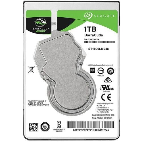 Seagate — BarraCuda, 1 ТБ, 2,5'' 128 МБ ST1000LM048 hind ja info | Sisemised kõvakettad | hansapost.ee