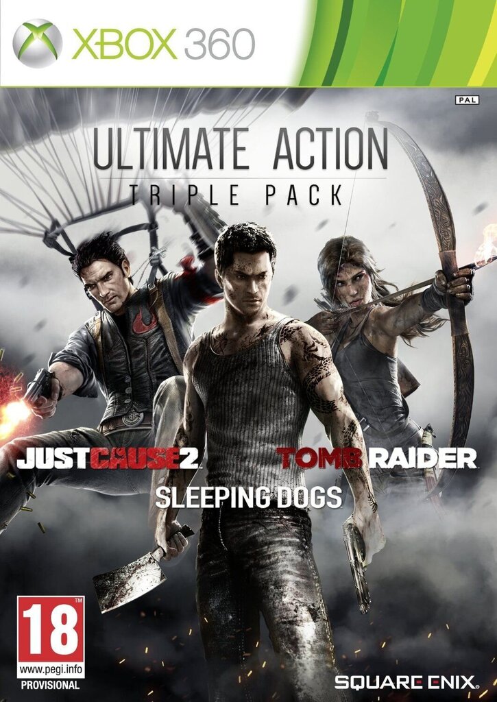 Xbox 360 mäng Ultimate Action Triple Pack: Just Cause 2, Tomb Raider and Sleeping Dogs цена и информация | Konsooli- ja arvutimängud | hansapost.ee