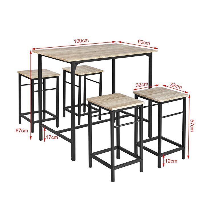 Söögitoa komplekt SoBuy OGT11-N, hall/must цена и информация | Söögilauakomplektid | hansapost.ee