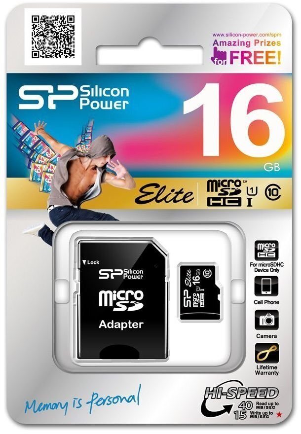 Mälukaart Silicon Power 16 GB, SP016 GBSTHBU1V10SP hind ja info | Mälukaardid mobiiltelefonidele | hansapost.ee