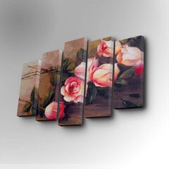 Репродукция из пяти частей Розы цена и информация | Настенные деревянные декорации | hansapost.ee