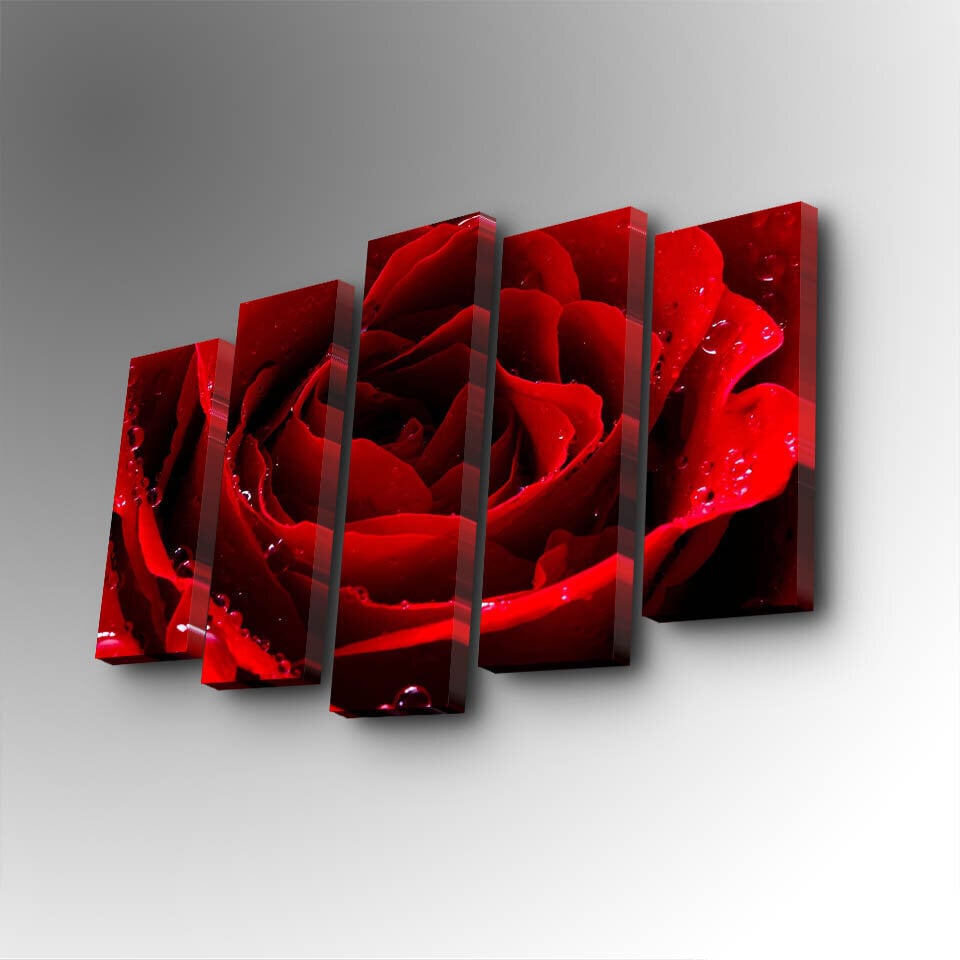 Viieosaline reproduktsioon Punane roos цена и информация | Seinapildid | hansapost.ee