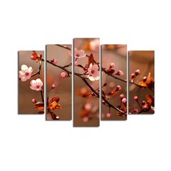 Viieosaline reproduktsioon Sakura цена и информация | Настенные деревянные декорации | hansapost.ee