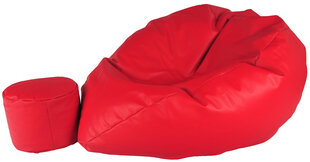 Кресло-мешок с пуфом Mega Comfort, искусственная кожа, красное цена и информация | Кресла-мешки и пуфы | hansapost.ee