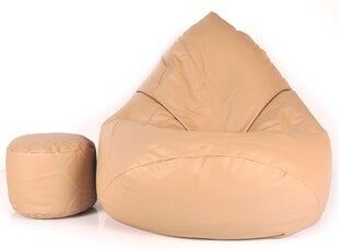 Кресло-мешок с пуфом Mega Comfort, искусственная кожа, светло-коричневое цена и информация | Кресла-мешки и пуфы | hansapost.ee