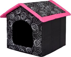 Лежак-будка Hobbydog R2, 44x38x45 см, черный/розовый цена и информация | Лежаки, домики | hansapost.ee