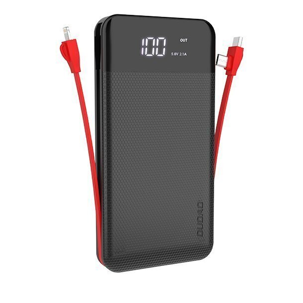 Akupank Dudao 2xUSB, 10000mAh, 2A, Lightning / USB Type C/micro USB 3A, must (K1A black) цена и информация | Akupangad | hansapost.ee