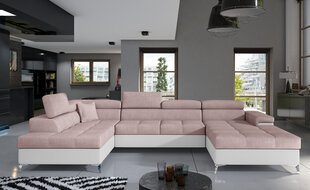Мягкий уголок NORE Eduardo, светло-розовый/белый цена и информация | Угловые диваны | hansapost.ee