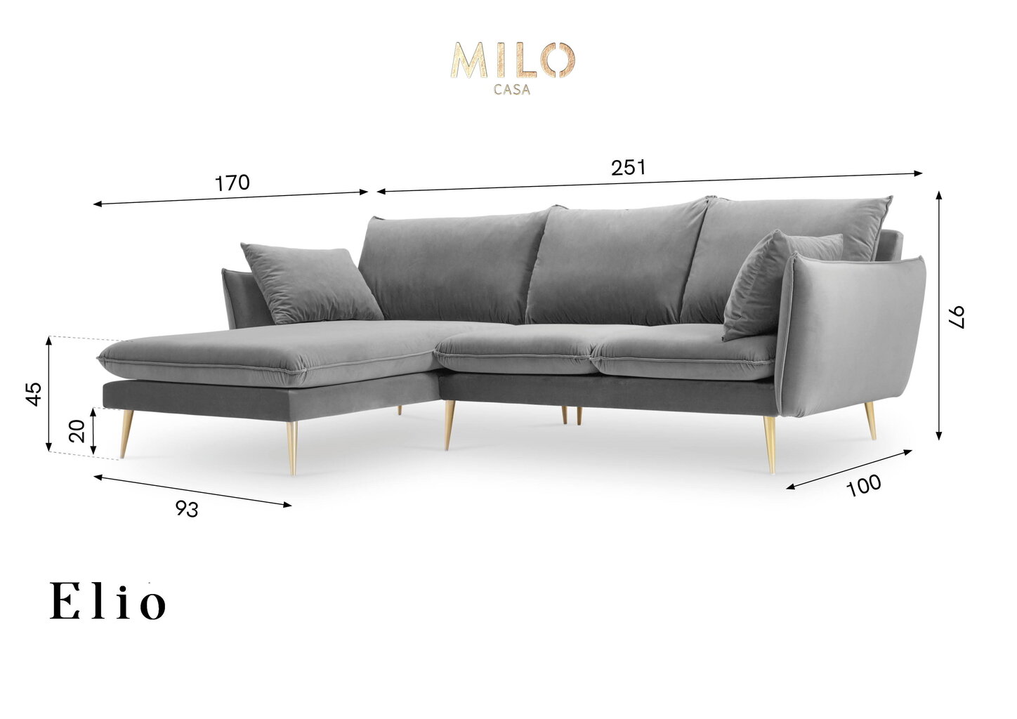 Pehme nurgadiivan Milo Casa Elio, sinine hind ja info | Nurgadiivanid ja nurgadiivanvoodid | hansapost.ee