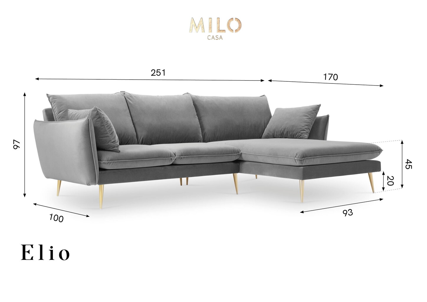 Pehme nurgadiivan Milo Casa Elio, sinine hind ja info | Nurgadiivanid ja nurgadiivanvoodid | hansapost.ee