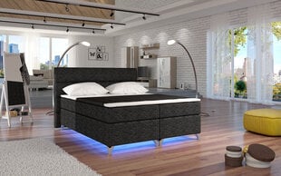 Voodi Amadeo LED valgustusega, 140x200 cm, gobelään/must цена и информация | Кровати | hansapost.ee
