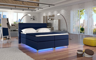 Voodi Amadeo LED valgustusega, 140x200 cm, kunstnahk/tumesinine hind ja info | Voodid | hansapost.ee