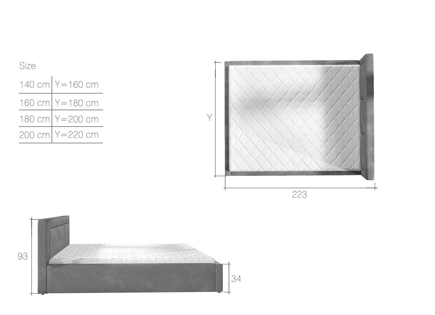 Voodi Belluno MTP, 140x200 cm, kreemikas hind ja info | Voodid | hansapost.ee