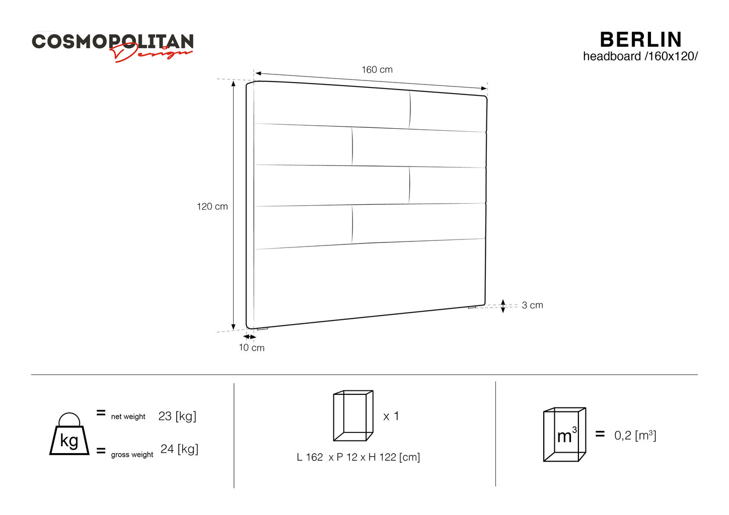 Voodipeats Cosmopolitan Design Berlin 160, tumesinine hind ja info | Voodid | hansapost.ee