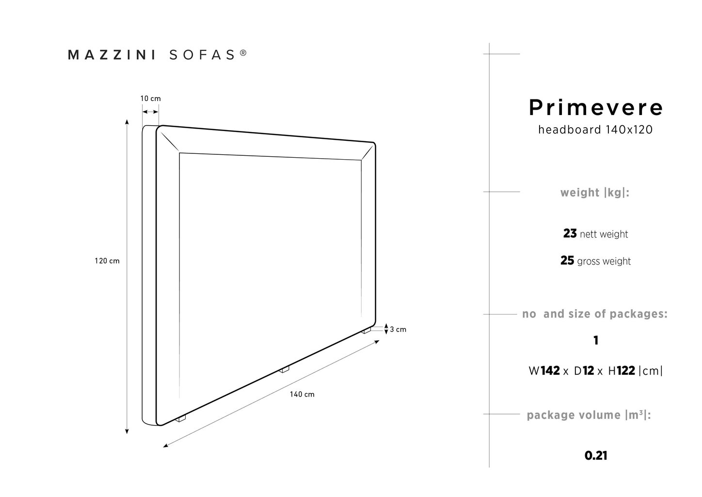 Voodipeats Mazzini Sofas Primevere 140 cm, helebeež hind ja info | Voodid | hansapost.ee