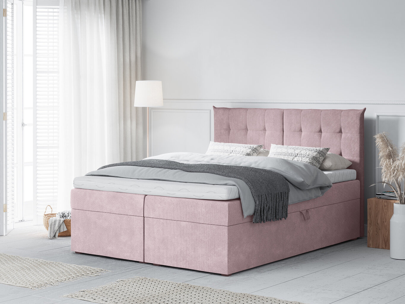 Voodi Mazzini Beds Echaveria 200x200 cm, roosa hind ja info | Voodid | hansapost.ee