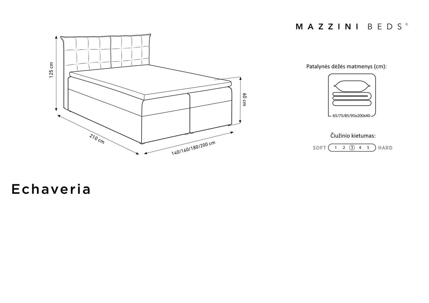 Voodi Mazzini Beds Echaveria 200x200 cm, hall цена и информация | Voodid | hansapost.ee