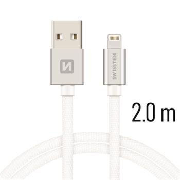 USB kaabel Swissten Textile 3A Lightning, 2.0 m, hõbedane цена и информация | Juhtmed ja kaablid | hansapost.ee