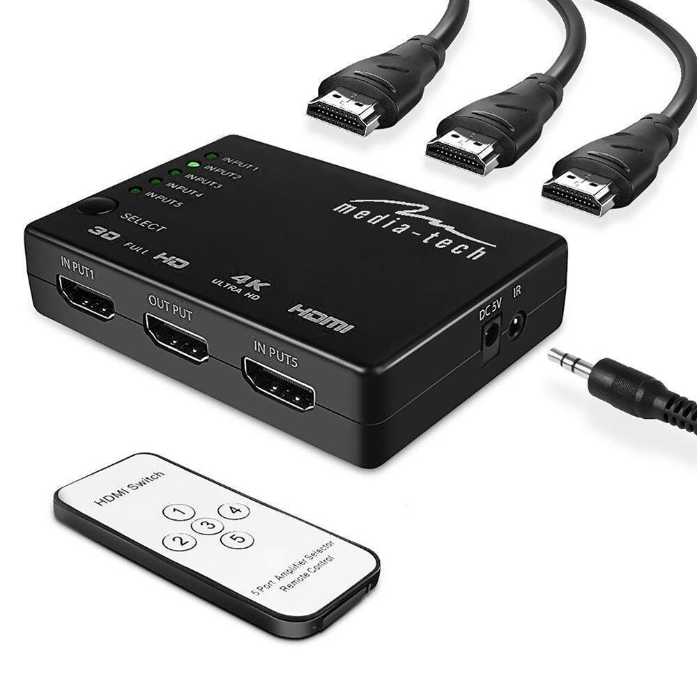 Media-Tech MT5207 HDMI Switch 4K цена и информация | USB adapterid ja jagajad | hansapost.ee