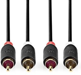 Audio провод Nedis 2x RCA -> 2x RCA, 3 м, черный цена и информация | Кабели и провода | hansapost.ee