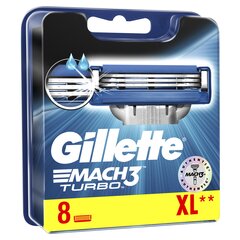 Насадки для бритвы Gillette Mach3 Turbo, 8 шт. цена и информация | Средства для бритья и косметика | hansapost.ee