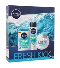Komplekt Nivea Men Fresh Kick: raseerimisjärgne losjoon, 100 ml + deodorant, 150 ml + näokreem, 150 ml hind ja info | Raseerimisvahendid | hansapost.ee