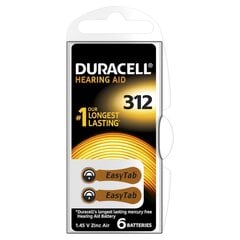 Батарейки для слухового аппарата Duracell 312, 6 шт. цена и информация | Батареи | hansapost.ee