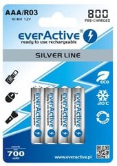 Akud everActive Silver Line Ready to Use 800mAh AAA, 4 tk hind ja info | Patareid | hansapost.ee