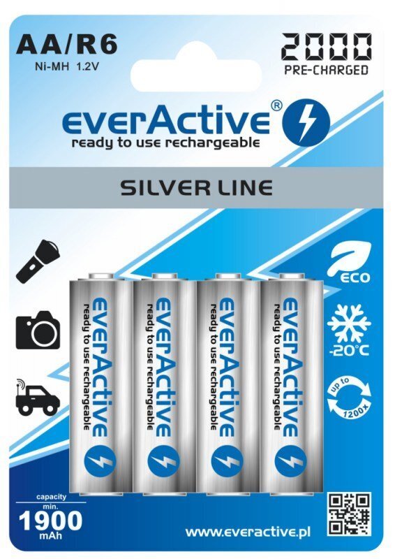 Aku everActive Silver Line Ready to Use 2000mAh AA, 4 tk hind ja info | Patareid | hansapost.ee