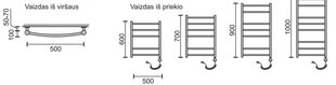 Elektriline käterätikuivati Rosela Sonata küttekehaga, 500x600 mm, 200W hind ja info | Rosela Vannitoasisustus | hansapost.ee