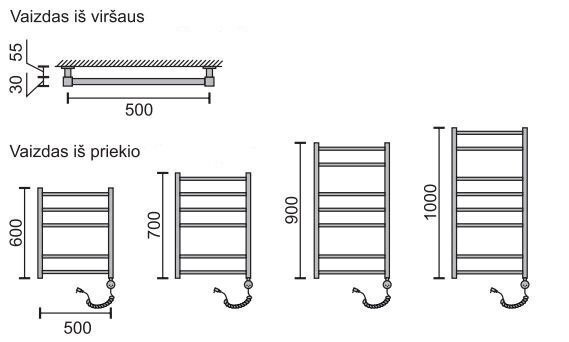 Elektriline käterätikuivati Rosela Kantata küttekehaga, 500x800 mm, 200W hind ja info | Käterätikuivatid ja vannitoa radiaaotrid | hansapost.ee