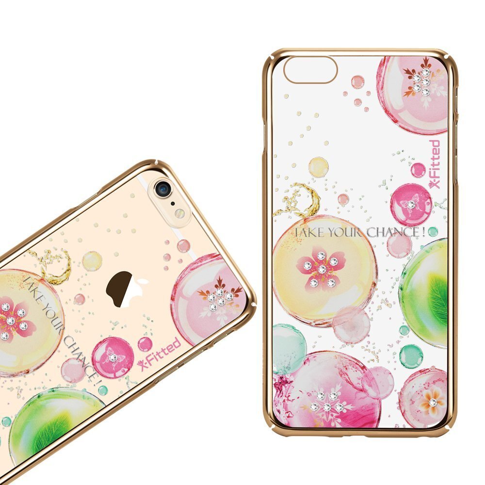 X-paigaldatud plastümbris Swarovski kristallidega Apple iPhone 6 / 6S Gold / Fancy Bubble jaoks цена и информация | Telefonide kaitsekaaned ja -ümbrised | hansapost.ee