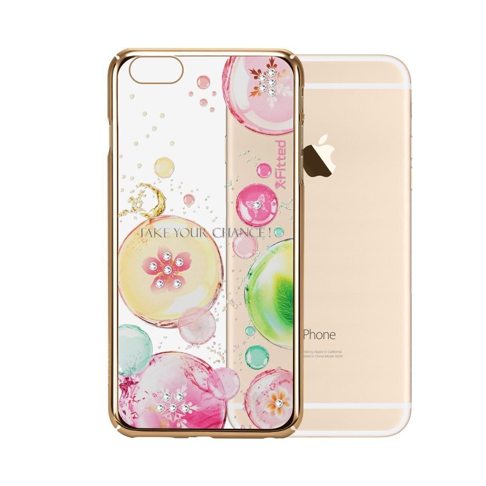 X-paigaldatud plastümbris Swarovski kristallidega Apple iPhone 6 / 6S Gold / Fancy Bubble jaoks цена и информация | Telefonide kaitsekaaned ja -ümbrised | hansapost.ee