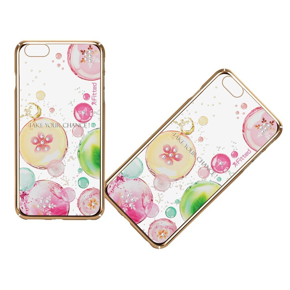 X-paigaldatud plastümbris Swarovski kristallidega Apple iPhone 6 / 6S Gold / Fancy Bubble jaoks цена и информация | Telefonide kaitsekaaned ja -ümbrised | hansapost.ee