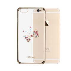 X-paigaldatud plastümbris Swarovski kristallidega Apple iPhone 6 / 6S Gold / Butterfly jaoks hind ja info | Telefonide kaitsekaaned ja -ümbrised | hansapost.ee