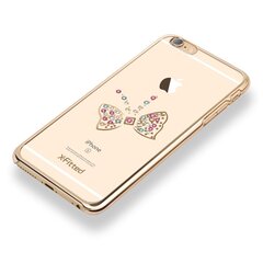 X-paigaldatud plastümbris Swarovski kristallidega Apple iPhone 6 / 6S Gold / Butterfly jaoks hind ja info | Telefonide kaitsekaaned ja -ümbrised | hansapost.ee