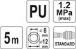 Spiraalvoolik otsikuga (polüuretaan) L-5m d-8mm Yato (YT-24207) цена и информация | Kompressorid | hansapost.ee