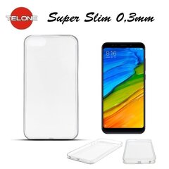 Telone Ultra Slim 0.3mm tagakate Xiaomi Redmi Note 5 / Redmi 5 Plus läbipaistev hind ja info | Telefonide kaitsekaaned ja -ümbrised | hansapost.ee