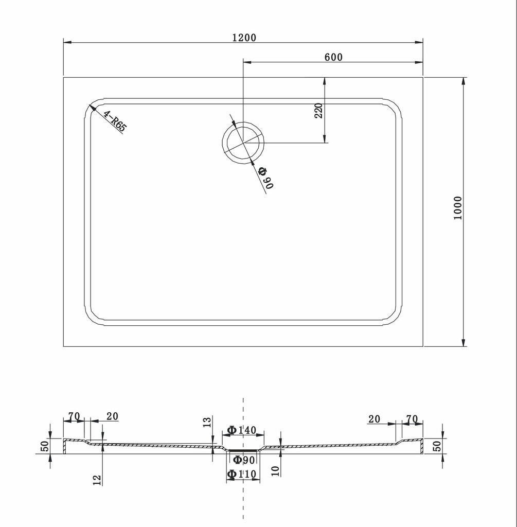 Ristkülikukujuline dušialus Mexen Slim sifooniga, 120x70,120x80,120x90,120x100 cm hind ja info | Dušialused | hansapost.ee