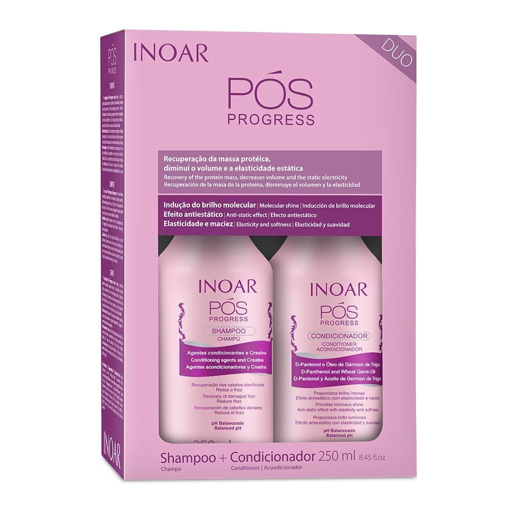 INOAR Pos Progress Duo komplekt keratiiniga töödeldud juustele: šampoon 250 ml + palsam 250 ml цена и информация | Šampoonid | hansapost.ee