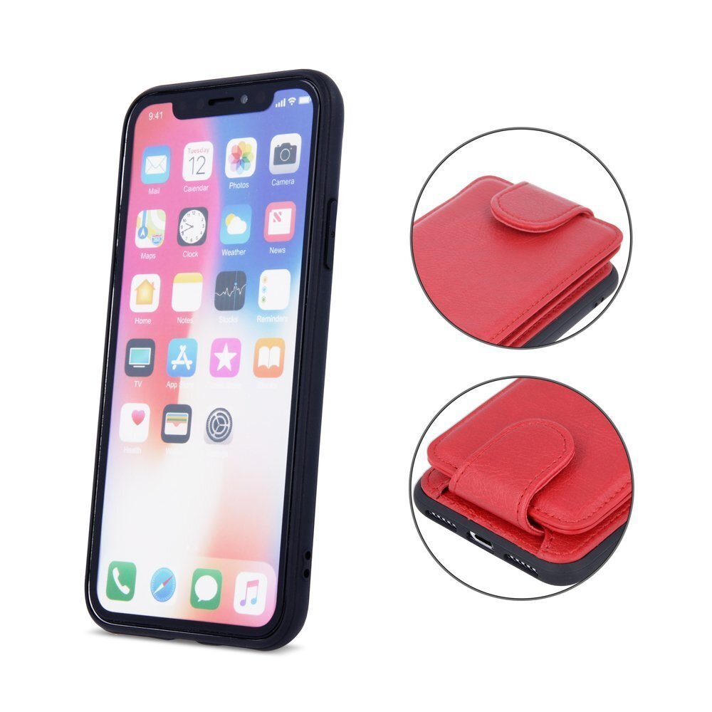 Telefoniümbris Mocco Smart Wallet Eco Leather Case - Card Holder For Apple iPhone XS Max Red цена и информация | Telefonide kaitsekaaned ja -ümbrised | hansapost.ee