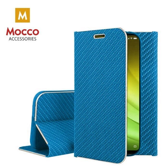 Mocco Carbon Leather Book Case For Samsung A205 Galaxy A20 / A305 Galaxy A30 Blue цена и информация | Telefonide kaitsekaaned ja -ümbrised | hansapost.ee