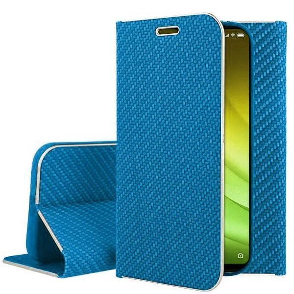 Mocco Carbon Leather Book Case For Samsung A205 Galaxy A20 / A305 Galaxy A30 Blue цена и информация | Telefonide kaitsekaaned ja -ümbrised | hansapost.ee