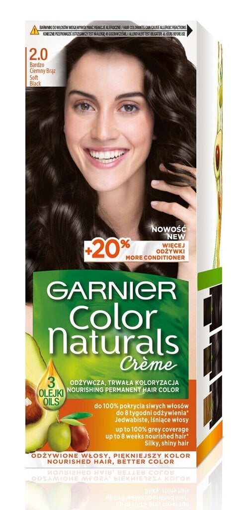 Kauapüsiv juuksevärv Garnier Color Naturals, Soft Black hind ja info | Juuksevärvid | hansapost.ee