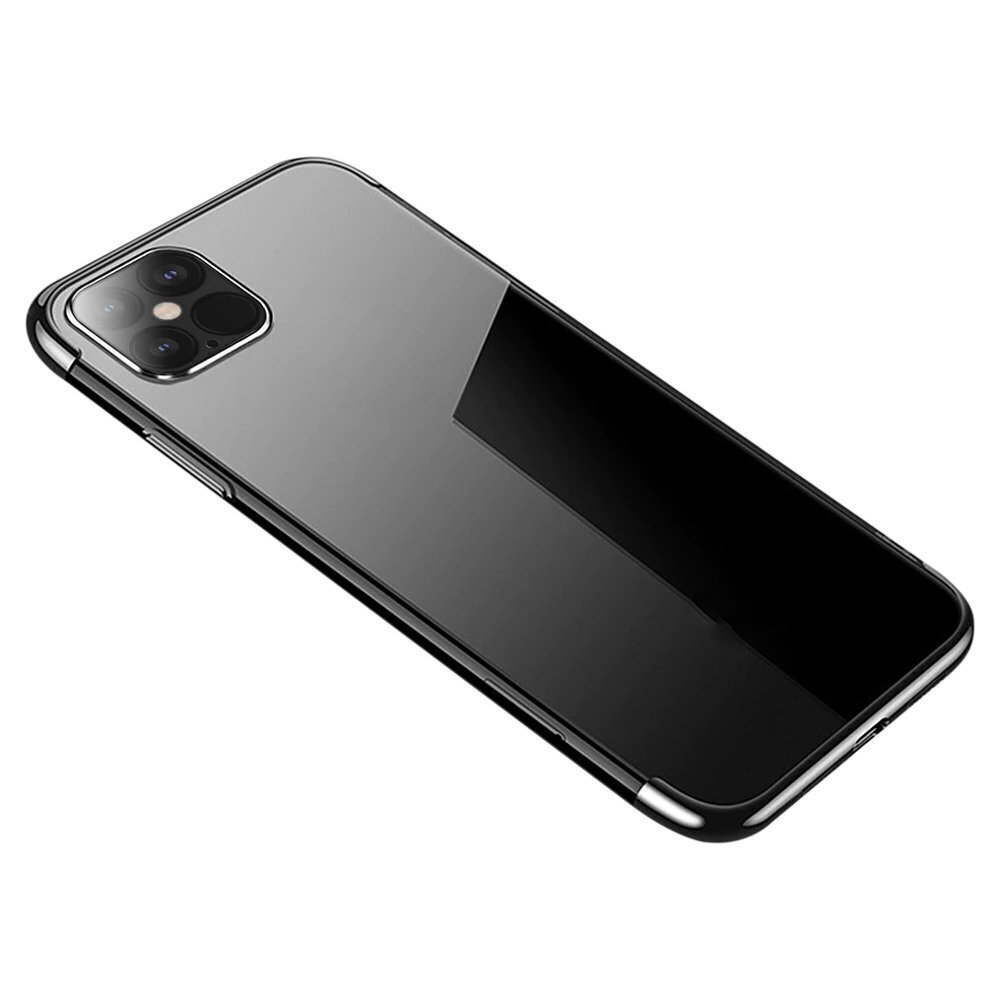 Telefoni kaitseümbris Hurtel Clear Color Case Gel TPU Electroplating frame Cover, sobib iPhone 12 mini, must цена и информация | Telefonide kaitsekaaned ja -ümbrised | hansapost.ee