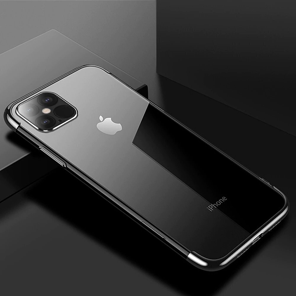 Telefoni kaitseümbris Hurtel Clear Color Case Gel TPU Electroplating frame Cover, sobib iPhone 12 mini, must цена и информация | Telefonide kaitsekaaned ja -ümbrised | hansapost.ee