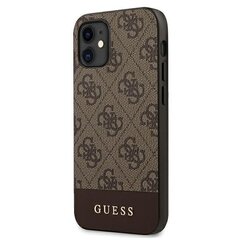 Guess GUHCP12SG4GLBR iPhone 12 mini 5,4" brązowy/brown hardcase 4G Stripe Collection hind ja info | Telefonide kaitsekaaned ja -ümbrised | hansapost.ee