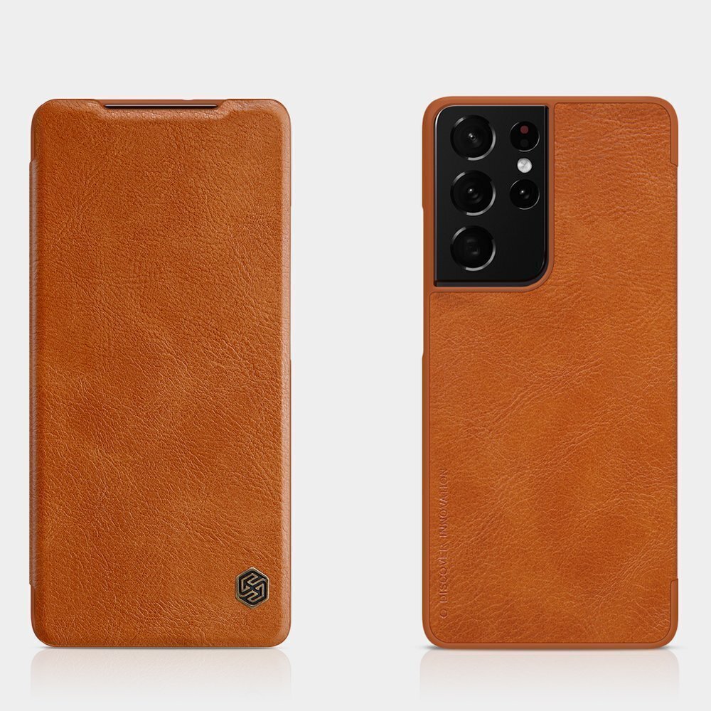 Nahast telefoniümbris Nillkin Qin original leather, telefonile Samsung Galaxy S21 Ultra 5G, pruun hind ja info | Telefonide kaitsekaaned ja -ümbrised | hansapost.ee